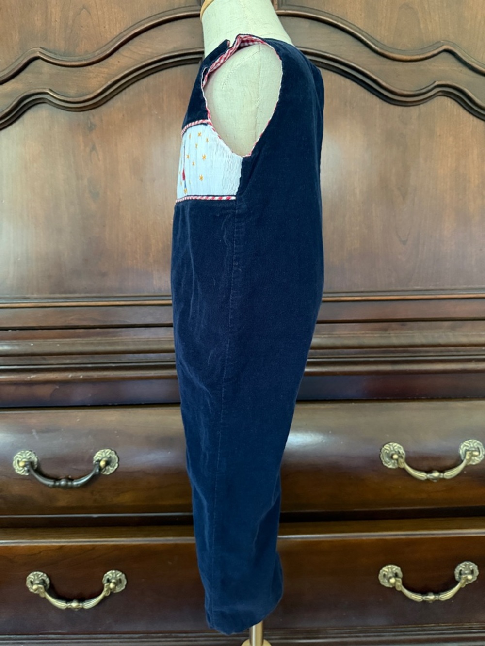 Three Mommas Smocked Rocket Longall 18-24M Navy Corduroy Boys Boutique Overalls - Picture 6 of 7
